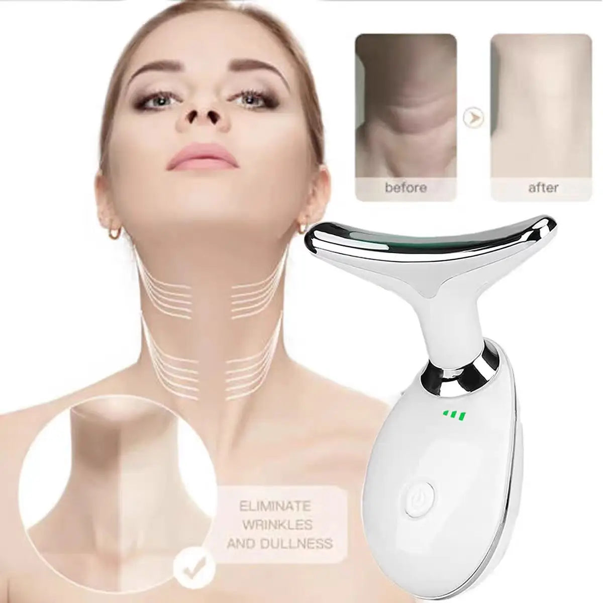 Hand Held Face Neck Care Beauty Device JP Sonic Vibration Lifting Firming Wrinkle Reduction Waterproof ABS Stainless Steel USB